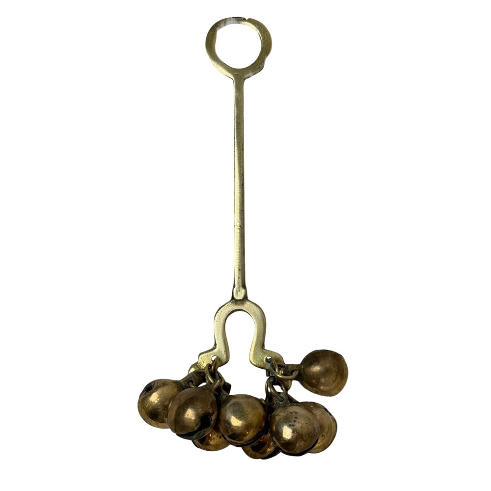 Vintage Korean Shaman Mudang Ritual Hand Bells Brass Ceremony Ethnic Folk